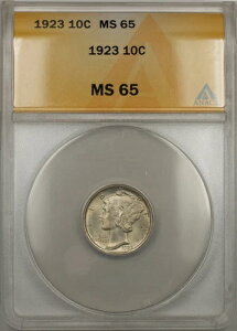 1923�N �V���o�[ �}�[�L�����[ �_�C�� 10�Z���g �R�C�� ANACS MS-65 (�t���X�v���b�g�o���h 10)