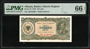 i-004035 �A���o�j�A 10 Leke 1947�BPMG 66 EPQ�B�l���g�b�v�I66 EPQ��PMG�l��: 5