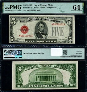 FR. 1528* $5 1928-C �@��ʉ� *-A �u���b�N�`���C�X PMG CU64 EPQ �X�^�[