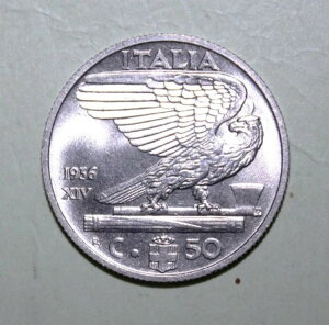 S12 - C^A 50 Centesimi 1936R uAg ʃjbPRC ***Ɋ
