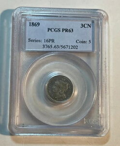 AJ - 1869N jbP 3Zgd (PCGS v[t 63)