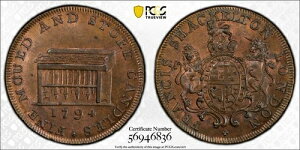 �R���_�[ 1794 �~�h���Z�b�N�X �n�[�t�y�j�[ �y�j�[ - F. �V���b�P���g�� - D & H 477a PCGS MS64 RB