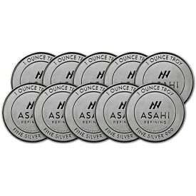 10枚 (10) 1オンス シルバーラウンド - アサヒ ルナ スネーク デザイン .999 ファイン