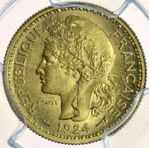 �J�����[�� �t�����X�A���n 50�T���`�[�� 1924�N �G�b�T�C PCGS SP67 �S�[���h�V�[���h ��������