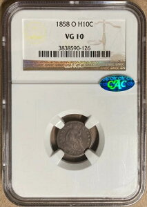 1858-O NGC & CAC VG10 ���R�̏��_�����_�C�� H10c - �j���[�I�[�����Y������