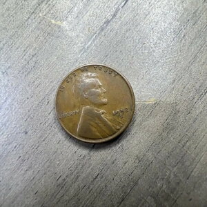 1952年 リンカーン ウィートペニー アメリカ合衆国 1セント硬貨 ミントマーク エラー + 弱い打痕