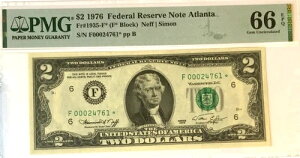 1976N $2 FED RES *STAR* NOTE ATLANTAAPMG 66 EPQ GEM UNCANEFF/SIMON 9557