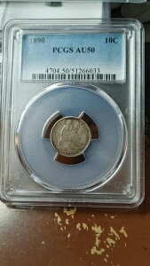 1890�N ���R�̏��_�� �V���o�[�_�C�� 10�Z���g PCGS AU50 5231