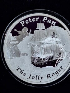 ツバル 2014 航海されなかった船 ジョリーロジャー:ピーターパン 1オンス プルーフシルバー