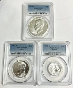 1976�N S �V���o�[�Z�b�g PCGS�O���[�h MS 67 ���S������ 3���Z�b�g $1 50�Z���g 25�Z���g