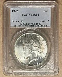 1922N PCGS MS64 Vo[s[Xh 1h - R悤