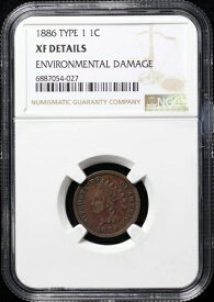 1886年タイプ1インディアンヘッドセントNGC XF環境被害の詳細