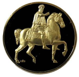 マルクス・アウレリウス161-180年 ローマ銀貨 100大傑作 50mm アートラウンド