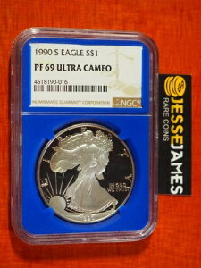 1990年 Sプルーフ シルバーイーグル NGC PF69 ウルトラカメオ ブルーコアホルダー