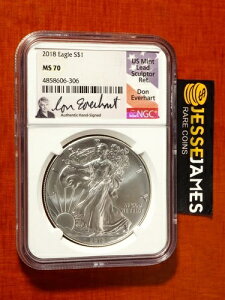 2018�N $1 �A�����J�� �V���o�[ �C�[�O�� NGC MS70 �h���E�G�o�[�n�[�g���M�T�C����������x��