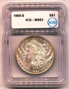 1885�N S ���[�K�� �V���o�[ �h�� ICG MS63