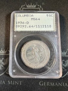 1936�N D 50C PCGS MS64 �R�����r�A�L�O�n�[�t���g���[�P�[�X����