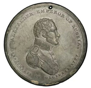 ロシア - 1814年 アレクサンドル1世「ヨーロッパの平和」錫製メダル - PCGS UNC詳細