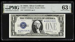 1928�N A $1 ��ؖ��� �X�^�[�m�[�g PMG 63 EPQ �`���C�X ������ *11612161A