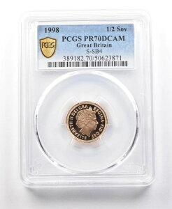 1998年 イギリス 1/2ソブリン金貨 PR70 DCAM PCGS *1158