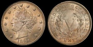 1890N 5C oeBjbP PCGS MS64 (CAC)