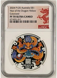 NGC PF70 2024 �I�[�X�g�����A �v���[�t �J���[�V���o�[ ���̔N �R�C�� 1�I���X