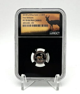 南アフリカ 2018年 クルーガーランド ファーストリリース 1/10金貨 NGC PF70 SA MINT