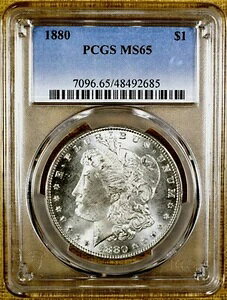 1880�N PCGS MS65 �����K���E�_���[ 100% �z���C�g VAM-11 �_�u��880 8/7 �`�F�b�N�}�[�N (685)