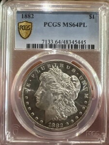 1882年 モルガン・ダラー銀貨、MS64PL、プルーフのような硬貨