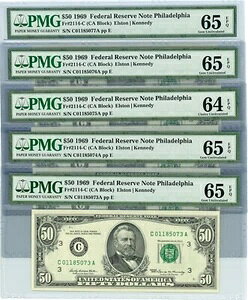 Fr. 2114C $50 1969NAMs 5A 64-65 EPQ PMG DC-2162