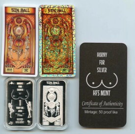 HFSミントSIN BALL Horny For Silver 番号は異なります 1オンス .999 シルバーバー PR Var