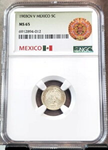 1903 Cn V ���L�V�R �V���o�[ 5 �Z���^�[�{ 5C NGC MS 65 �󏭂Ȕ�������� BU