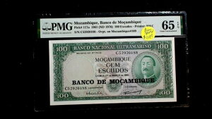 1961 PMG GEM UNC 65 EPQ モザンビーク銀行 100 エスクード 100E 紙幣 今すぐ購入!