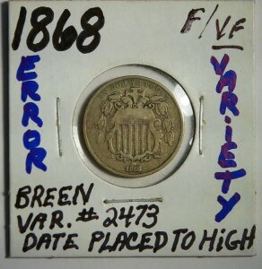 1868-P 5ZgV[hjbPABreen ERROR Var. #2473uDate Placed to HighvBI