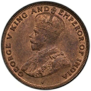 英国香港 1924年 1セント 1セント - ジョージ5世 PCGS MS64RB ルックス ジェム レッド、C7