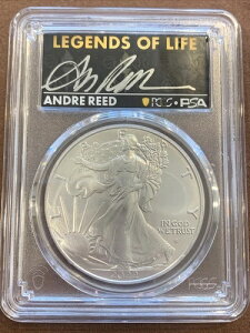 2022年-アメリカンシルバーイーグル-PCGS-MS70-ファーストストライク-アンドレ・リード直筆サイン-PSA