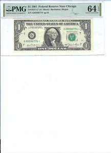 1981 $1 FRN FR1911-G* PMG 64 EPQ�A�V�J�S * ���L S/N G05596774*!!!