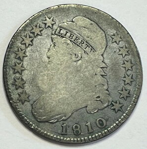 1810年製 キャップドバスト ハーフダラー - 日付が正確な50セント硬貨; Q006