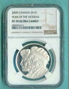 2005年 カナダ 10ドル ベテラン記念金貨 - NGC PF70 UC /全パッケージ付き - シルバー