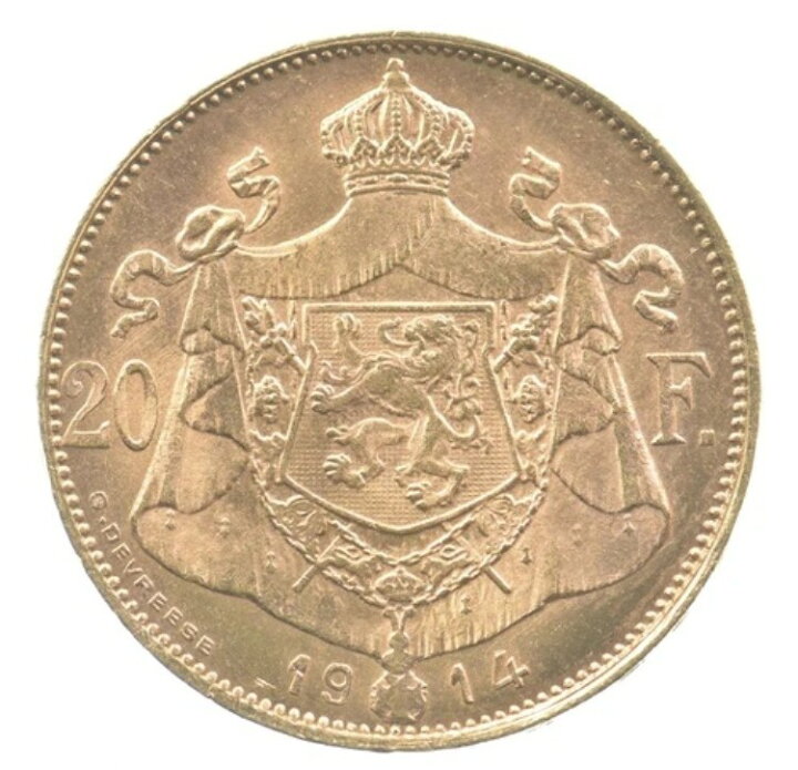 楽天市場】1914年 ベルギー 20フラン 金貨 アルバート・コーニング 