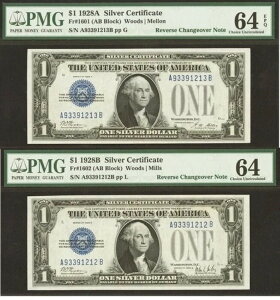 1928A 1928B 1h⌔ PMG 64EPQ o[X`FWI[o[ Fr 1601 Fr 1602