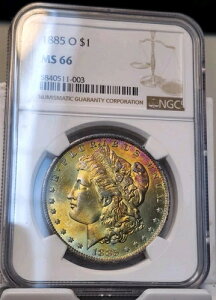 1885-O �����K����� $1 NGC MS66 �����X�^�[���C���{�[�g�[�j���O