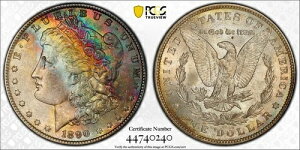 1890�N $1 PCGS MS64+ ���C���{�[�g�[�� �����K����� 44740240