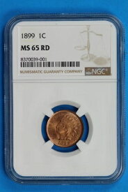 1899 1セント インディアンヘッド セントペニー NGC MS65 RD MS UNC BU 初期米国タイプコイン -001