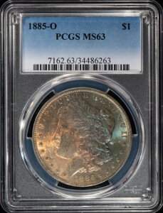 1885-O �����K����� MS63 �����ȕ\�ʂ̃S�[�W���X�ȃu���[����p���v�L���I�����W