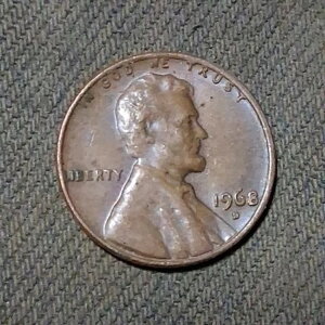1968�N D �����J�[�� �y�j�[�i�󏭁jIn God We Trust��L on Edge Mint Mark Error
