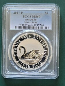 2017�N�I�[�X�g�����A�R�C�� 1�I���X 9999 ���� SWAN PCGS MS 69 ���s����25,000��