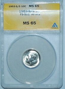 1953�N S/S ANACS MS65 FS-501 RPM �ăp���`���H �~���g �}�[�N�E���[�Y�x���g �_�C��