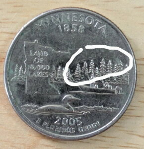 2005-D 25セント ミネソタ州クォーター硬貨 ダイエラー「木々にかかる虹」