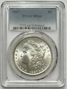 K 1887N PCGS MS 64  90% 1hd